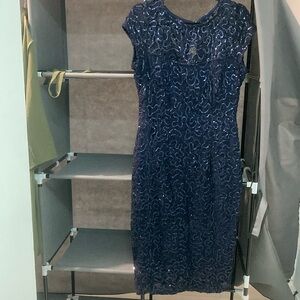 Stunning sequins midi dress with see through top